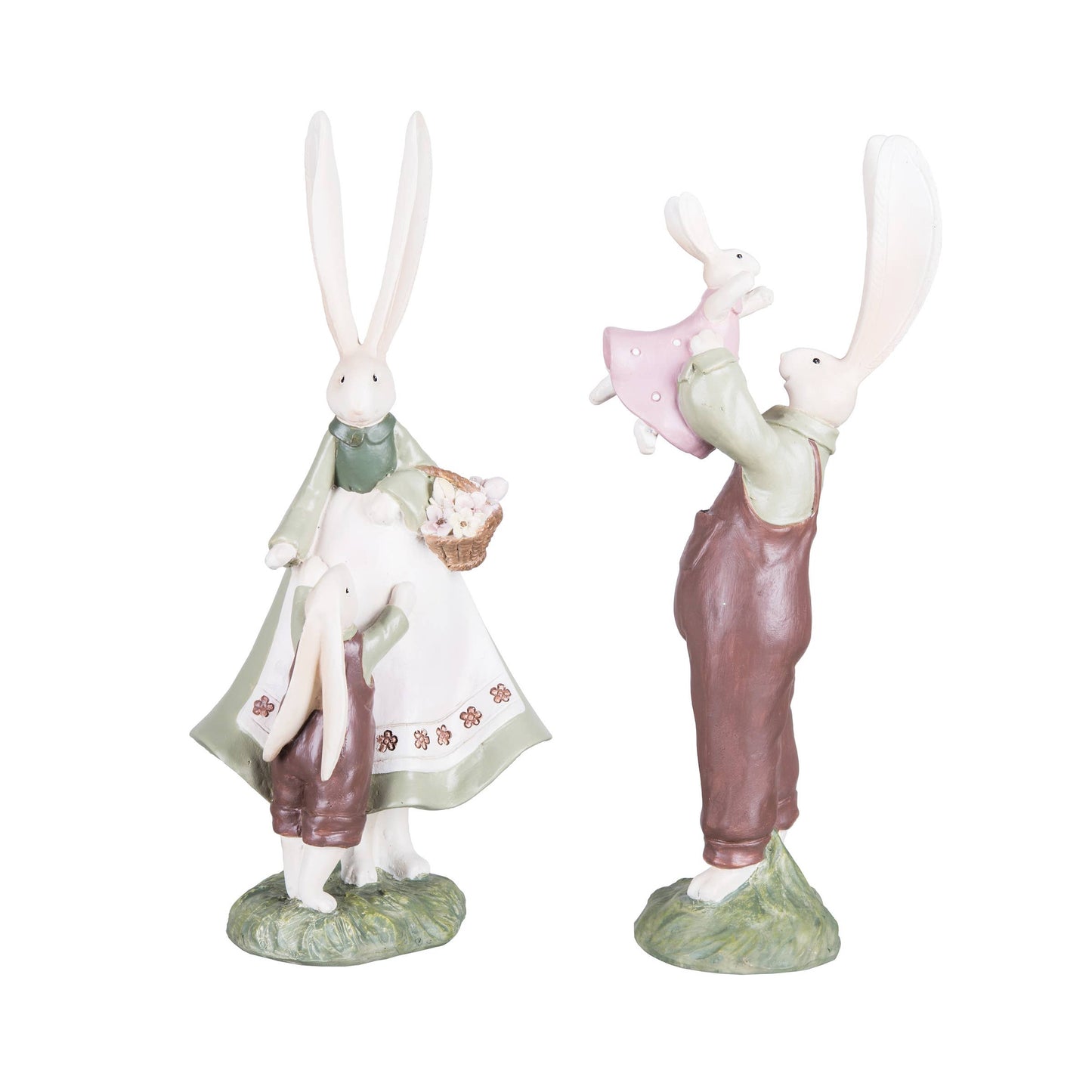 Easter Bunny Family Decorative Figurine Set 2