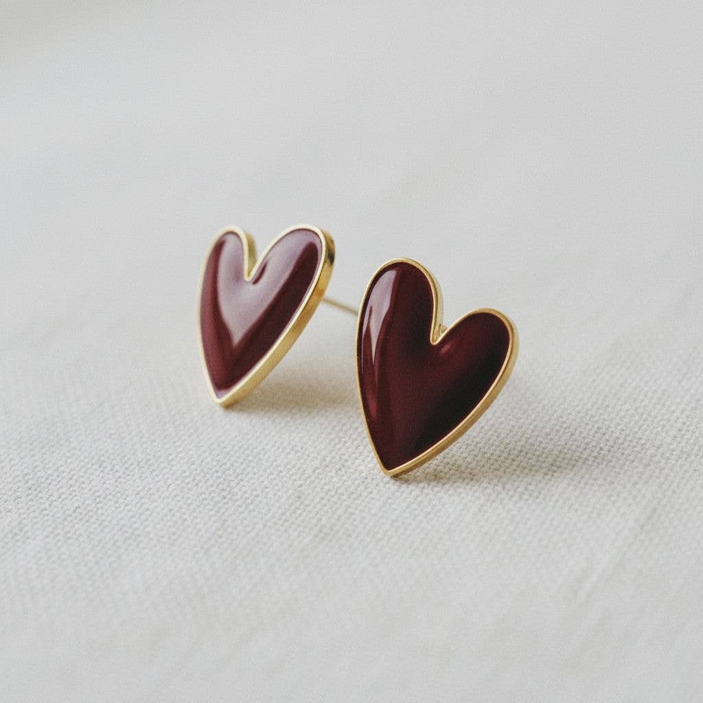Heart-Shaped Gemstone Drop Earrings