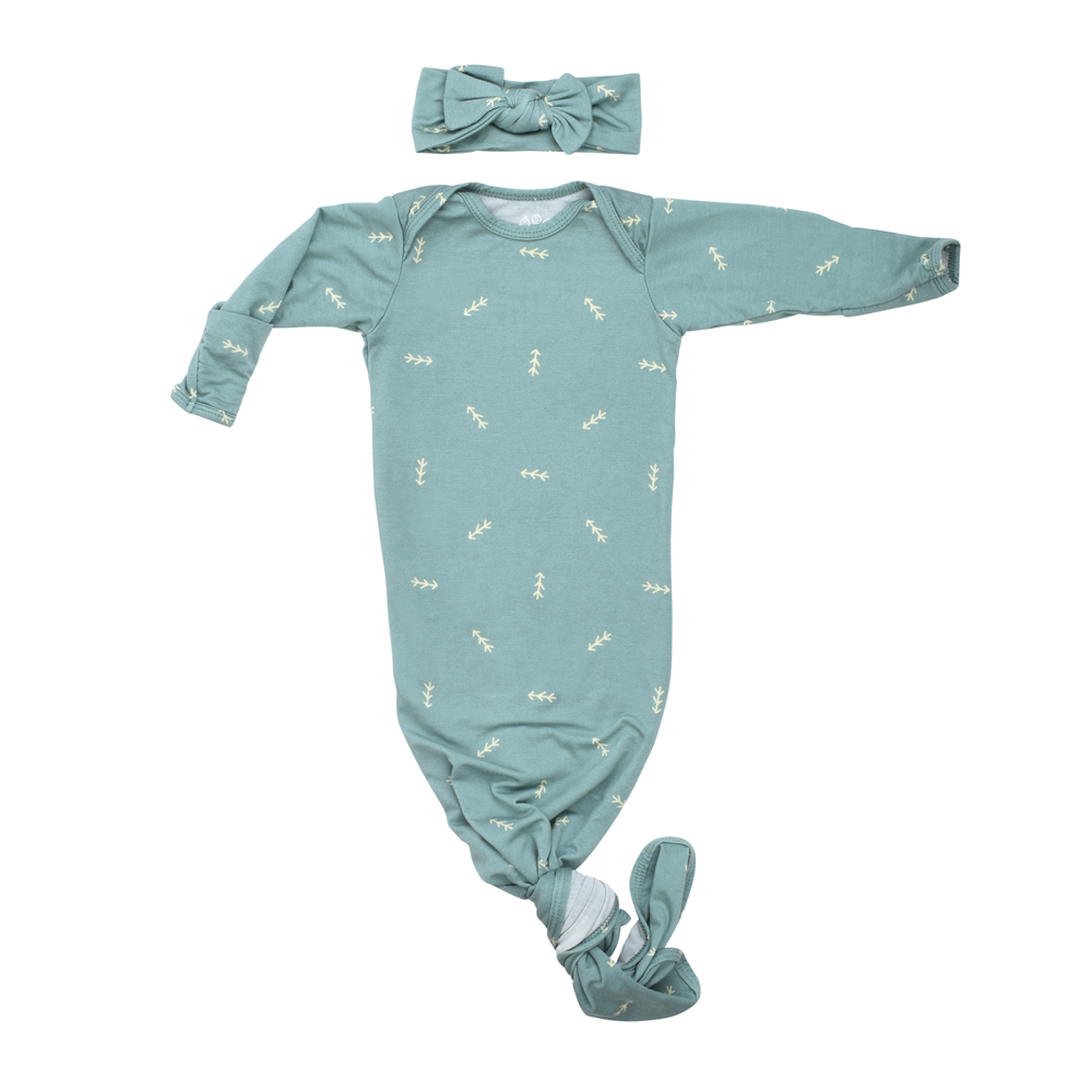 Arrow Print Knotted Newborn Baby Gown Pajamas