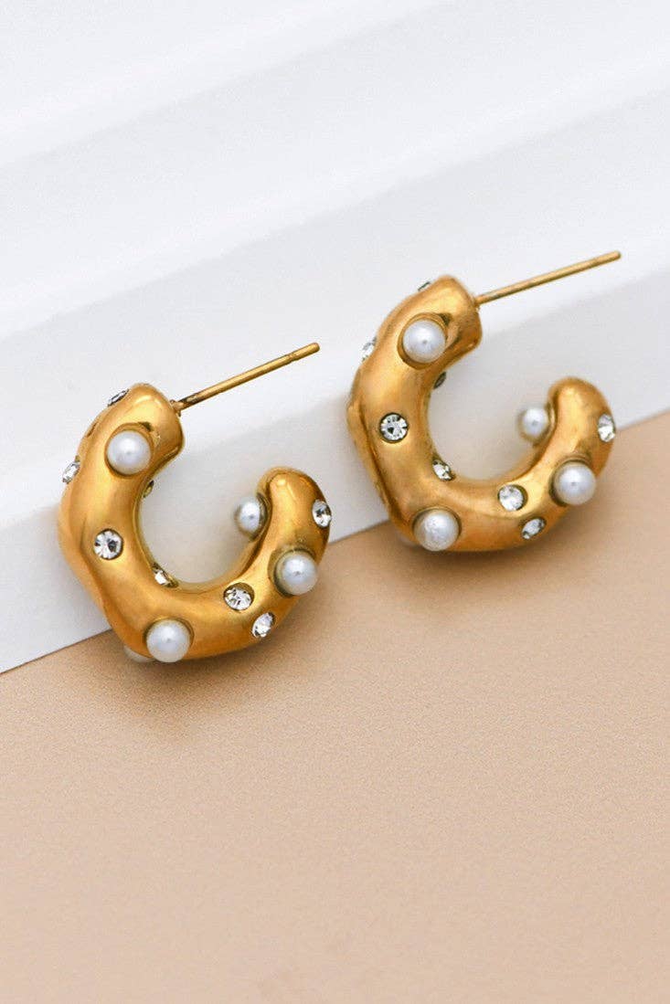 18K Gold Plated Waterproof Stainless Steel Hoop Earrings - 7018
