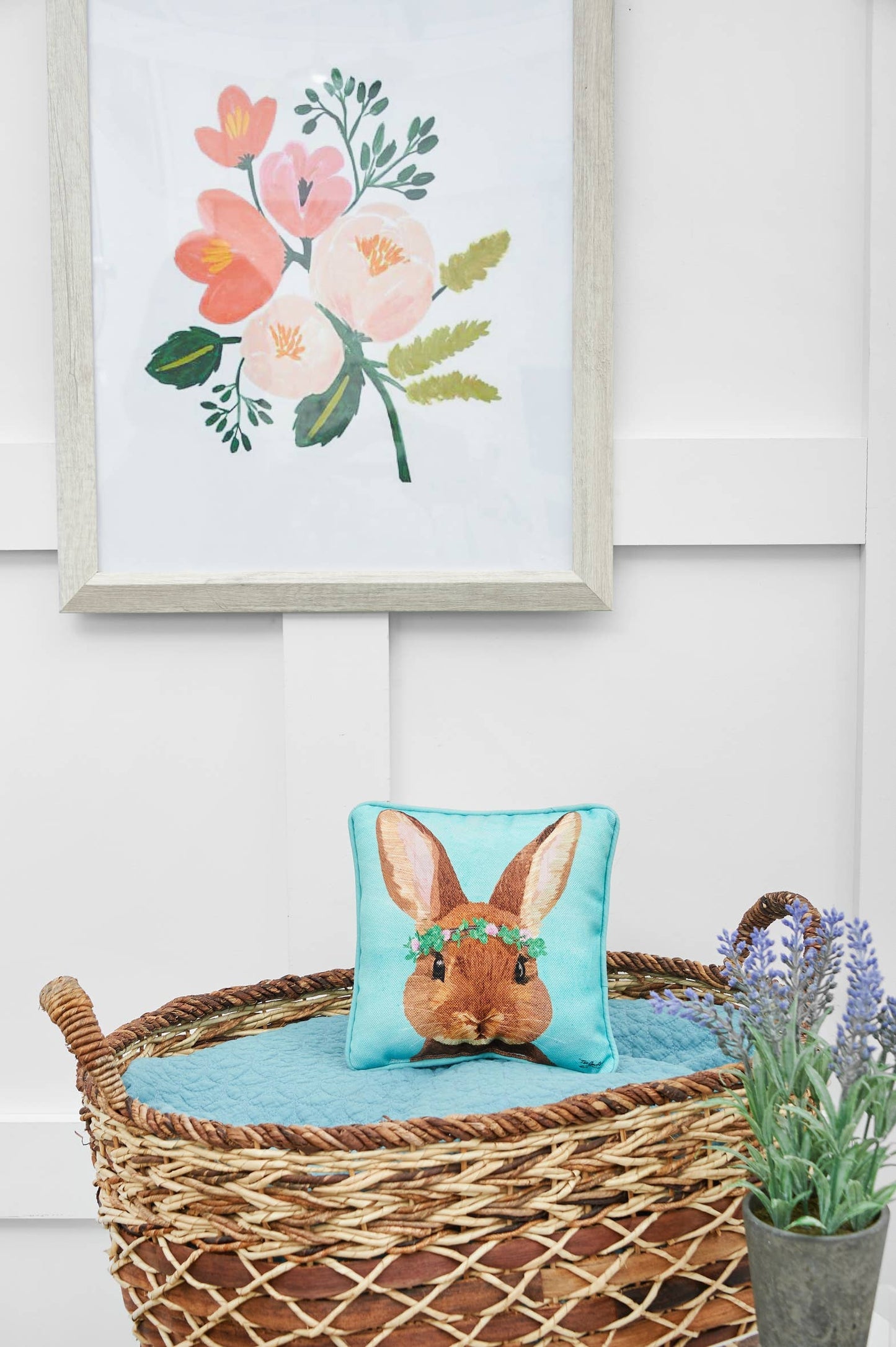 Easter Clover Bunny Throw Pillow