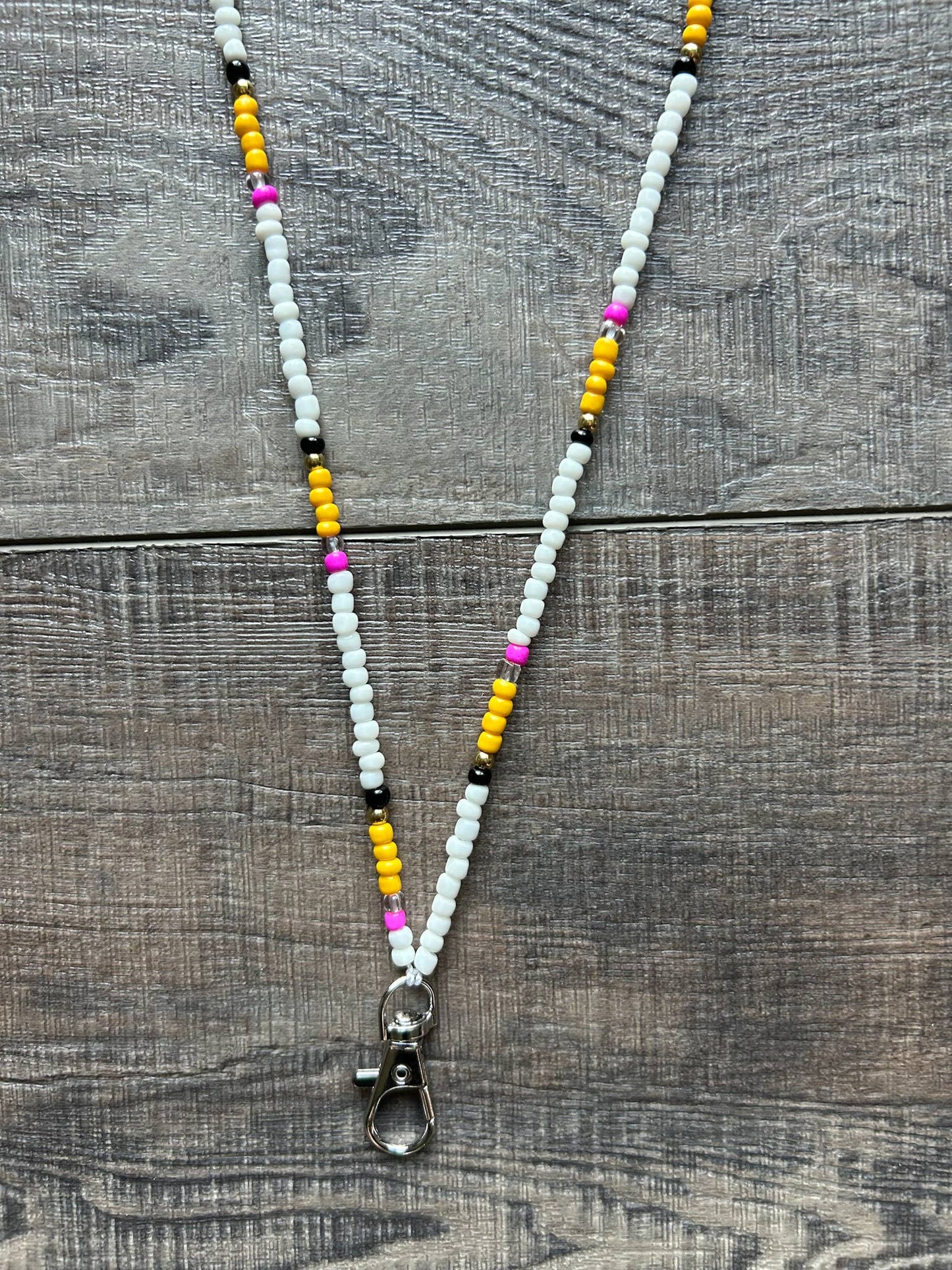Pencil Teacher Seed Bead Lanyard with Breakaway Clasp