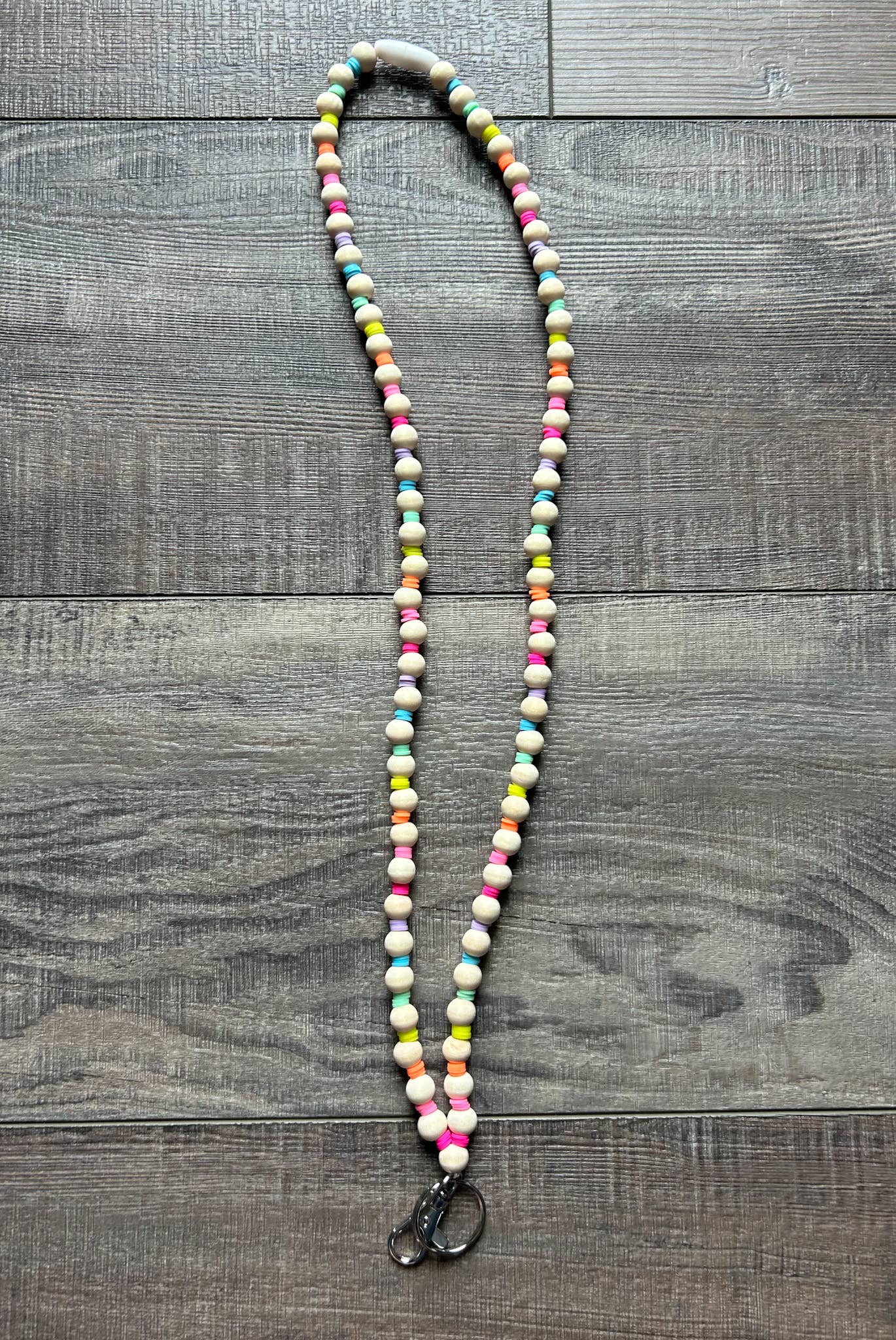 Neon Rainbow Lanyard with Breakaway Clasp