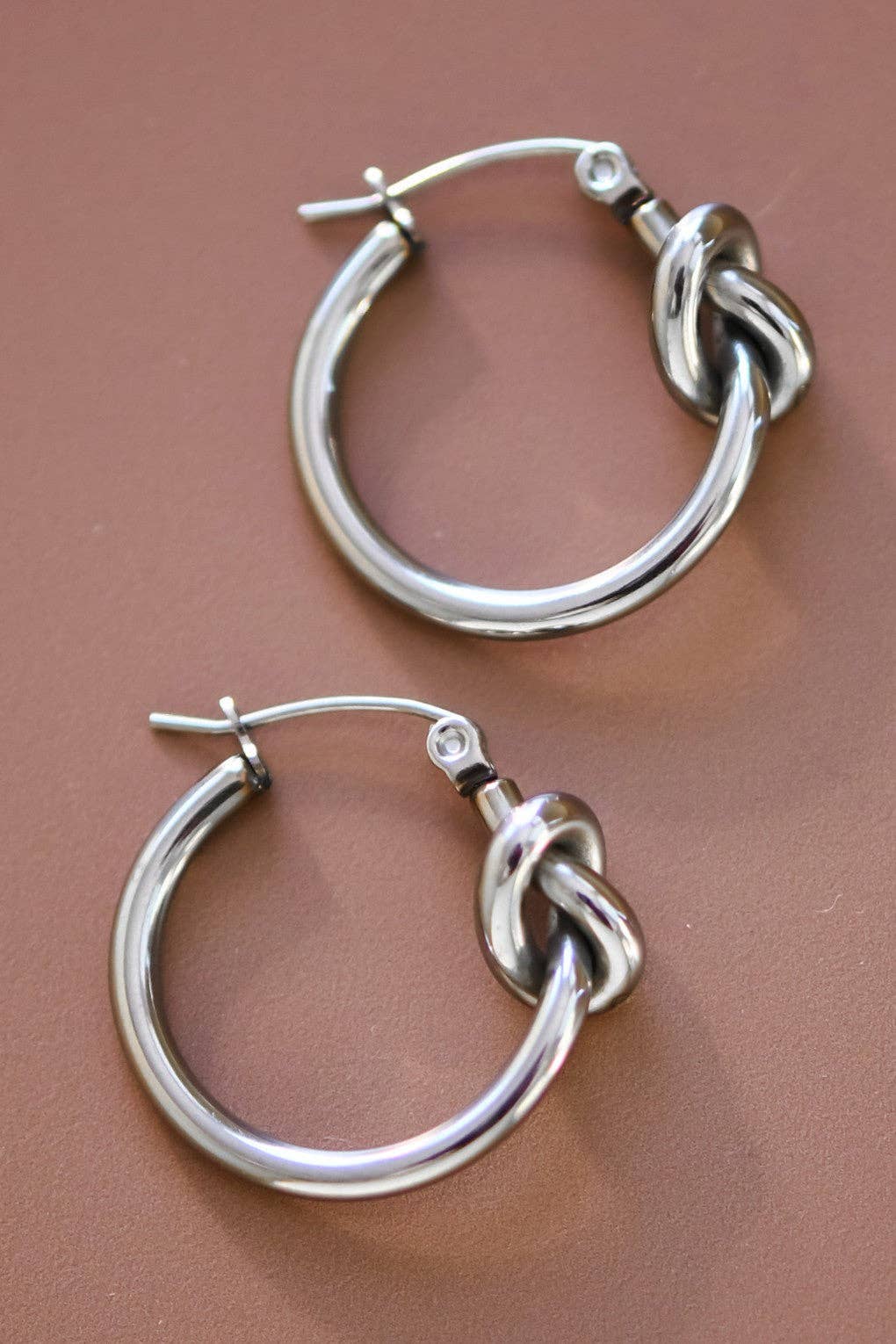 Tarnish-Resistant Waterproof Stainless Steel Hoop Earrings - 7075