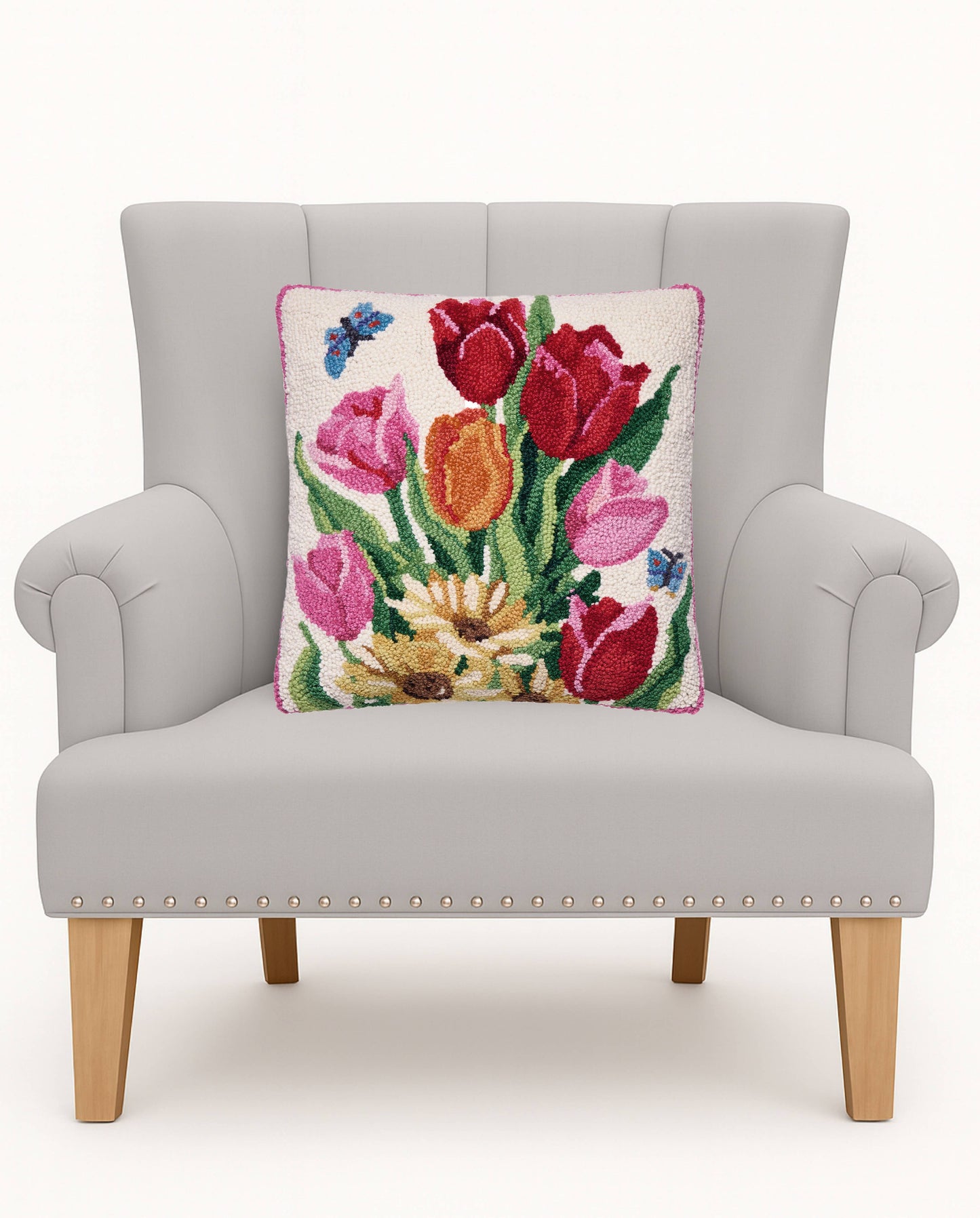 Springtime Tulips Hook Pillow - Sally Eckman Roberts