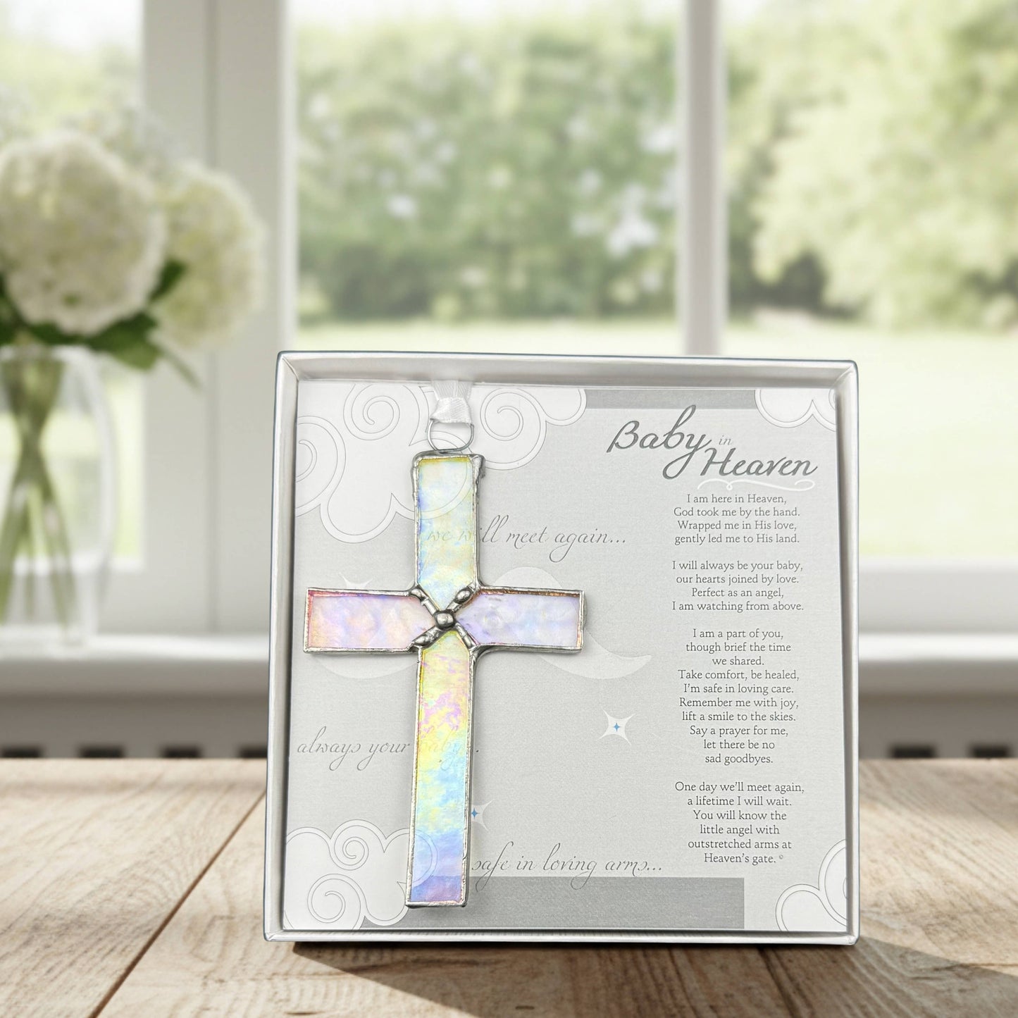 Baby In Heaven: Infant Memorial Stained Glass Cross 3405SG