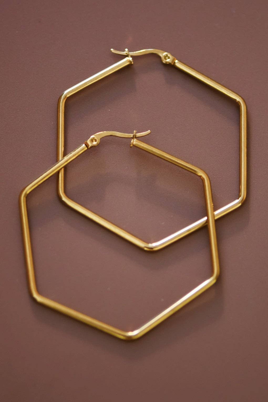 18K Gold Plated Waterproof Stainless Steel Hoop Earrings - 7151
