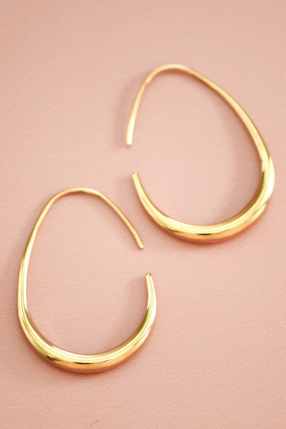 18K Gold Plated Waterproof Stainless Steel Hoop Earrings - 7377