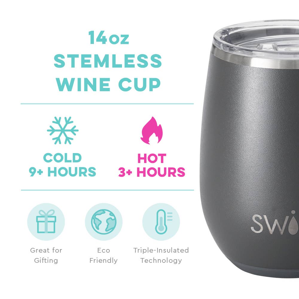 Grey Stemless Wine Cup (14oz)