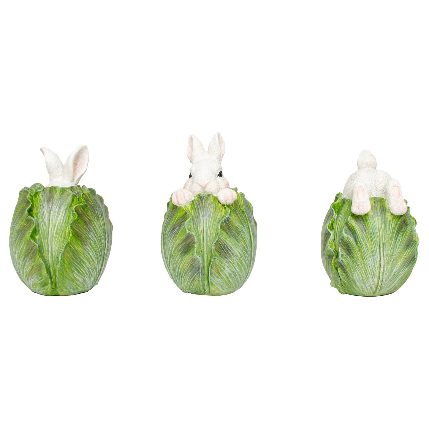 4" Tall Resin Hiding Easter Bunnies Set of 3