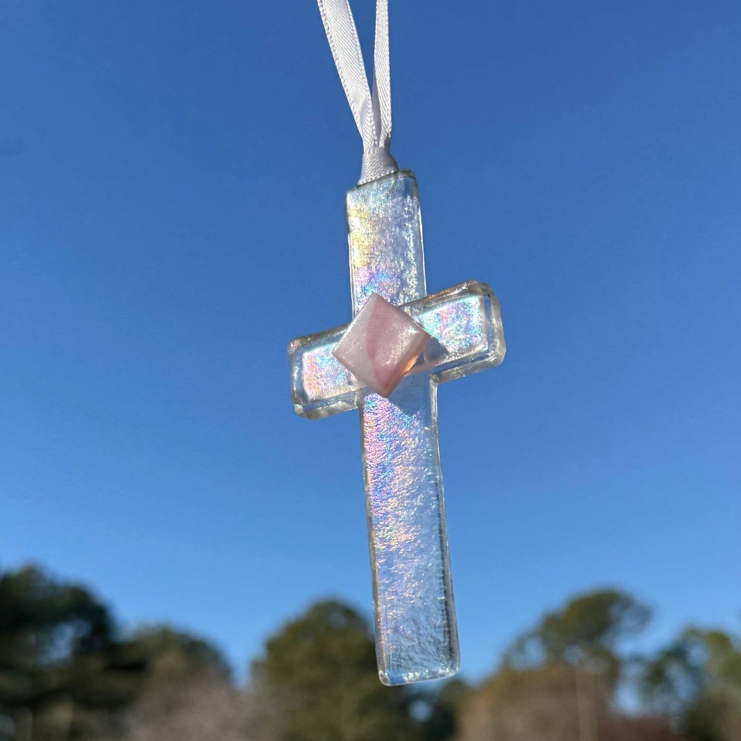 Confirmation Gift Cross For Girl: USA Handmade Glass 4406PL