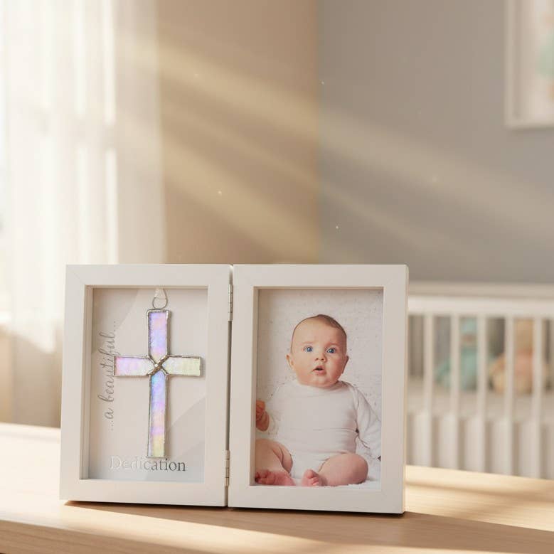 Baby Dedication Cross Keepsake Frame 4x6 Shadow Box 5000SG