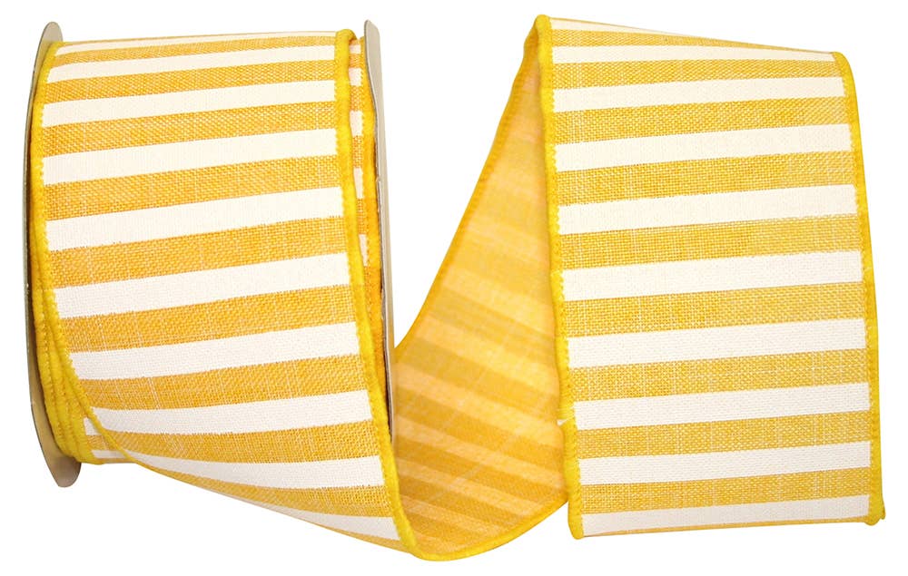 Railroad Stripe Wired Edge, Yellow, 2-1/2 In, 10 Yards