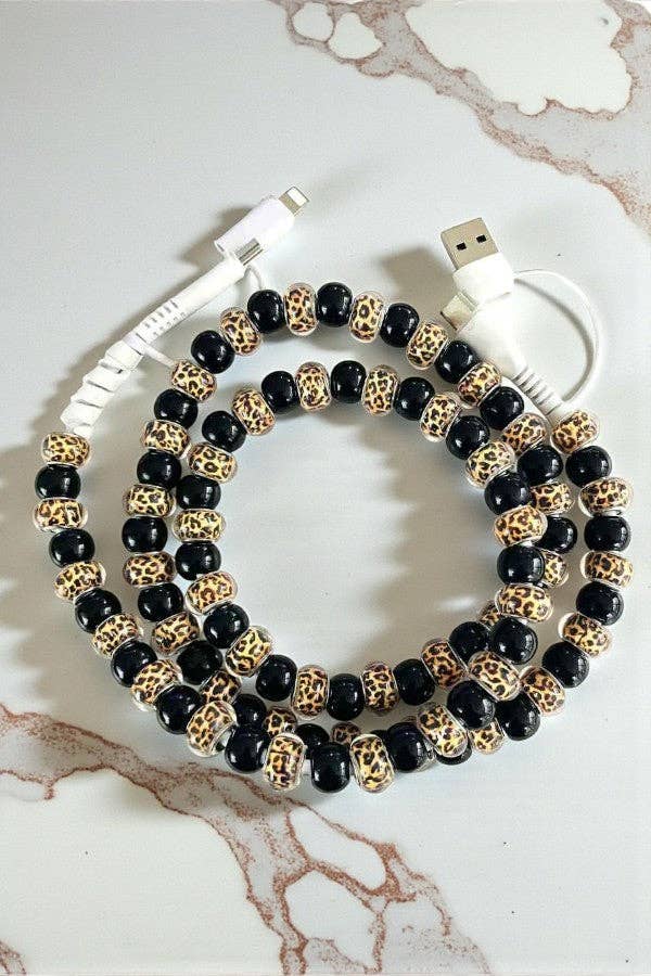 Updated Cheetah Beaded Cord Charger