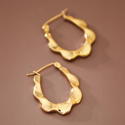 18K Gold PVD Plated Waterproof Stainless Steel Hoop Earrings - 7592