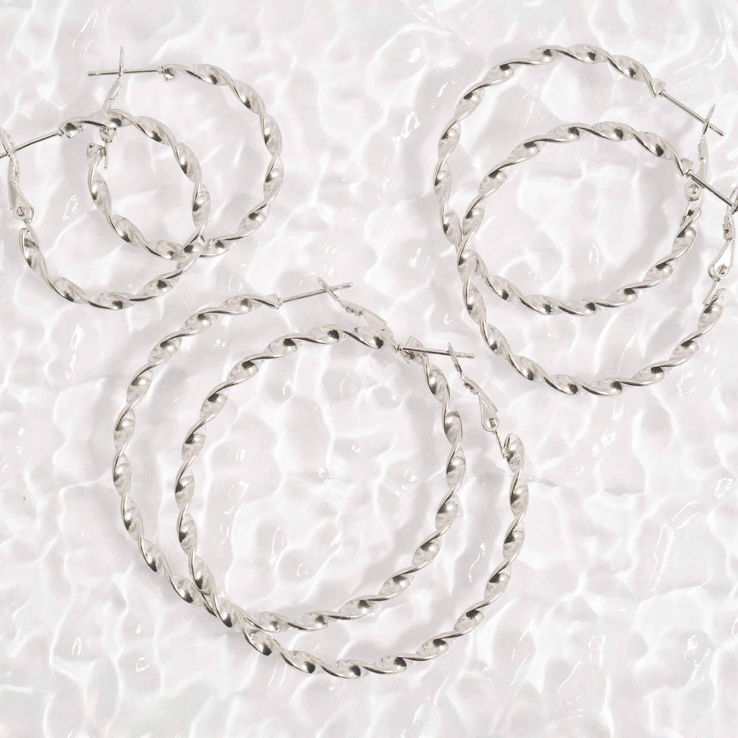 18K Gold PVD Stainless Steel Twist Hoop Earrings