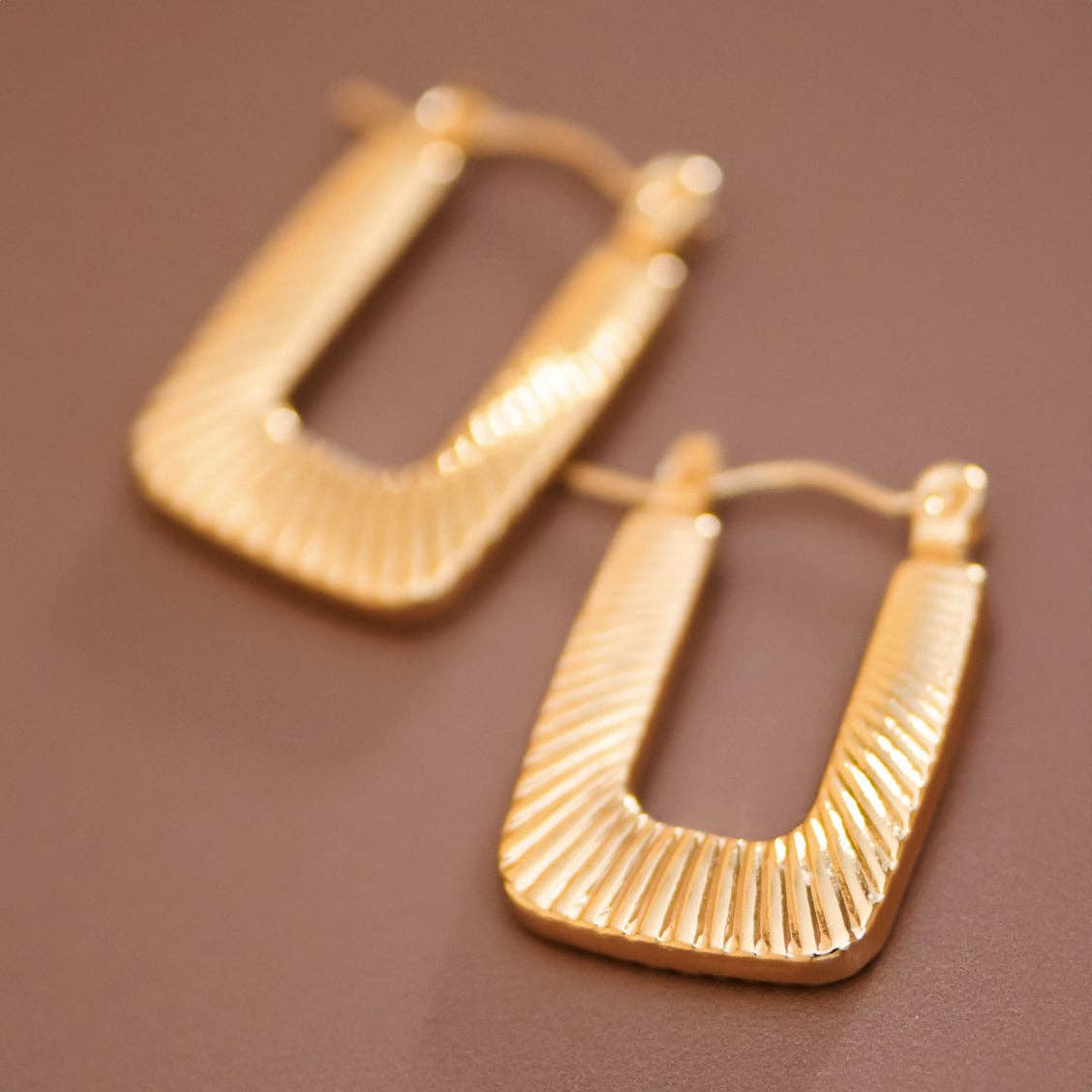 18K Gold Plated Waterproof Stainless Steel Hoop Earrings - 7660