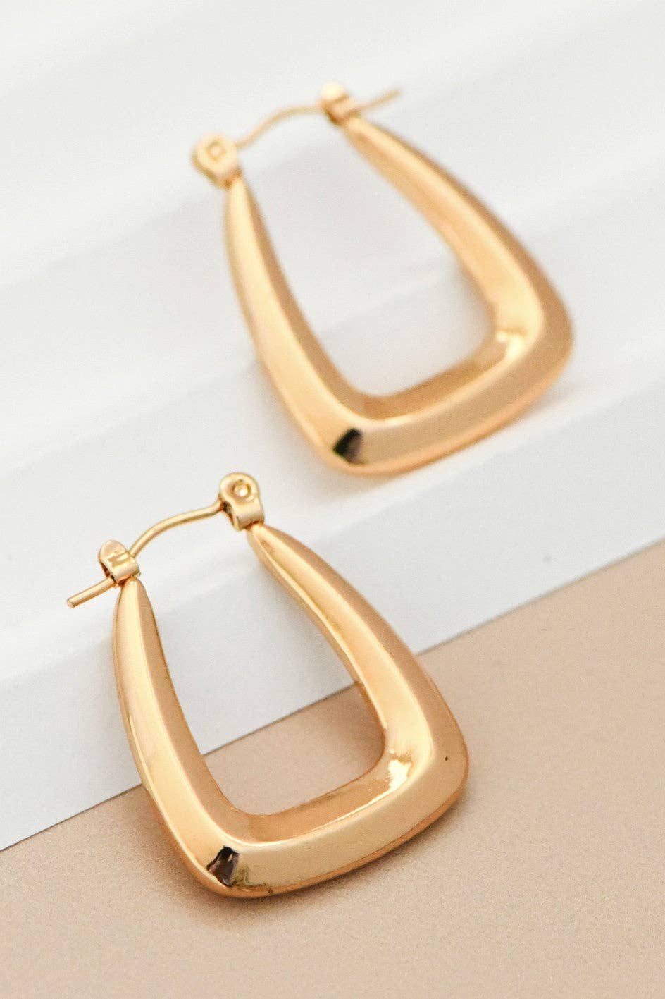 18K Gold Plated Waterproof Stainless Steel Hoop Earrings - 7104