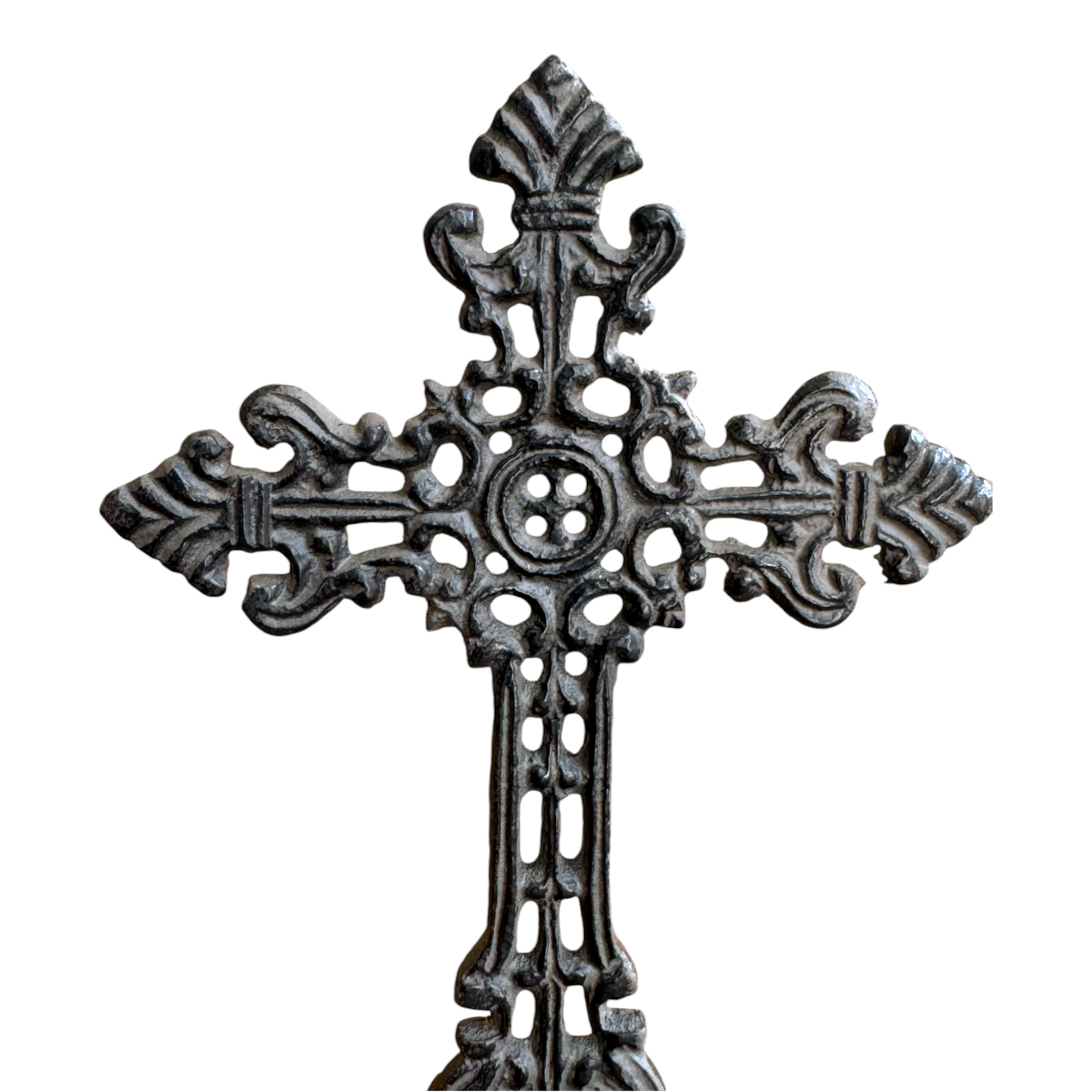 Cast Iron Fleur-de-Lis Design Table Cross/Pedestal Base