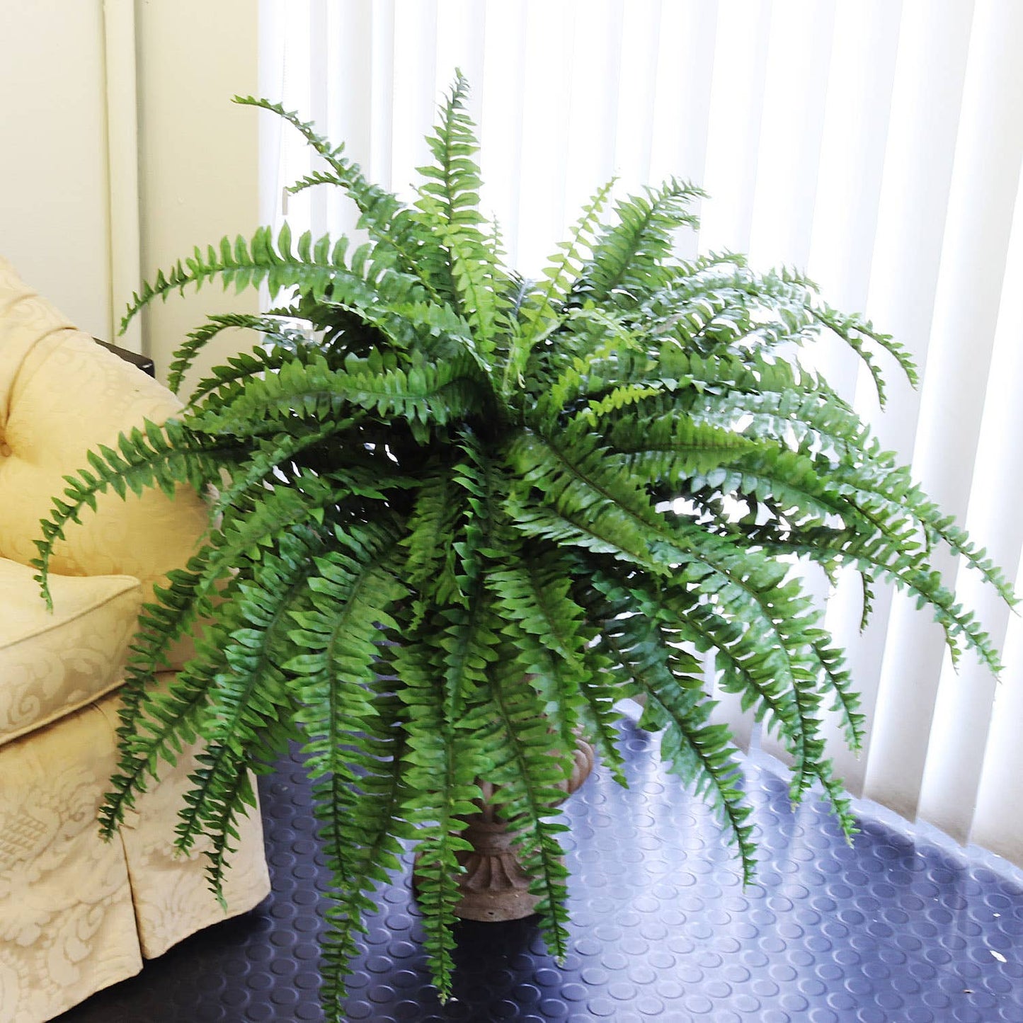 Boston Fern Plant With 88 Realistic Silk Fronds, 48" Wide
