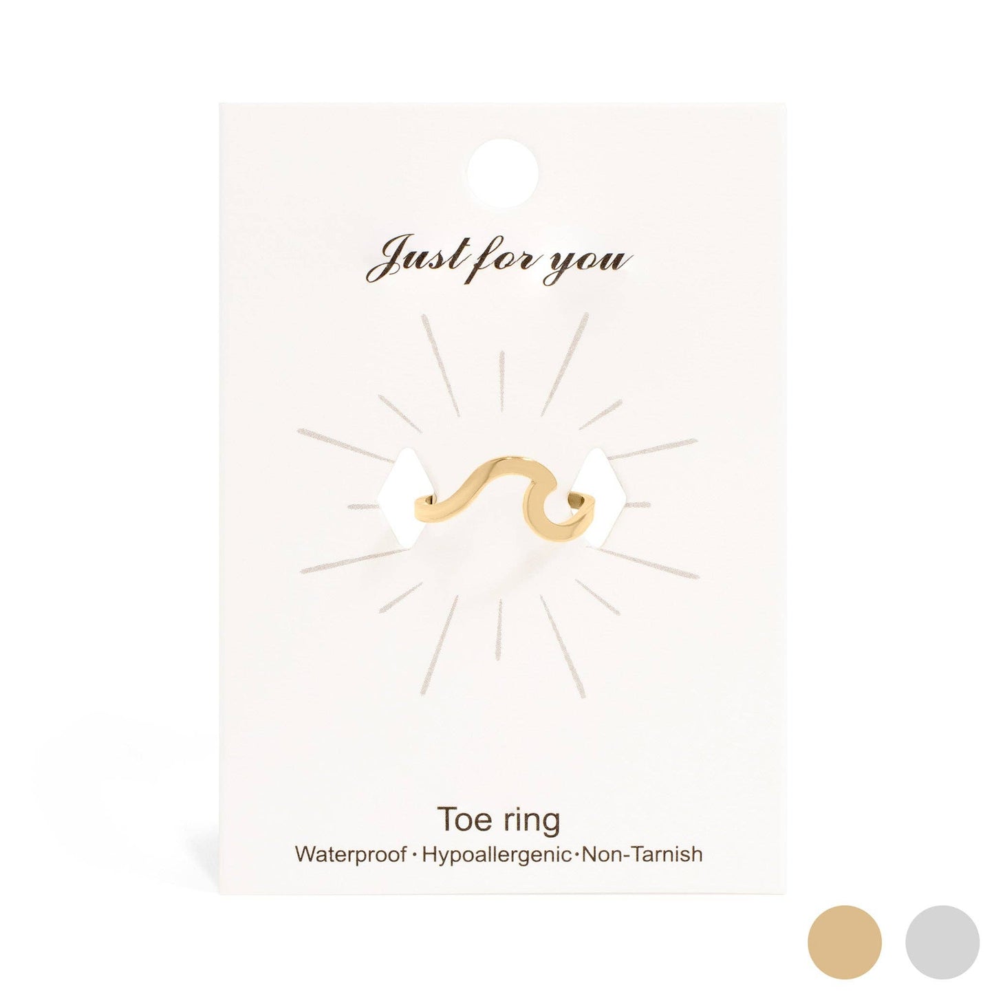 18K Gold PVD Stainless Steel Adjustable Wave Toe Ring