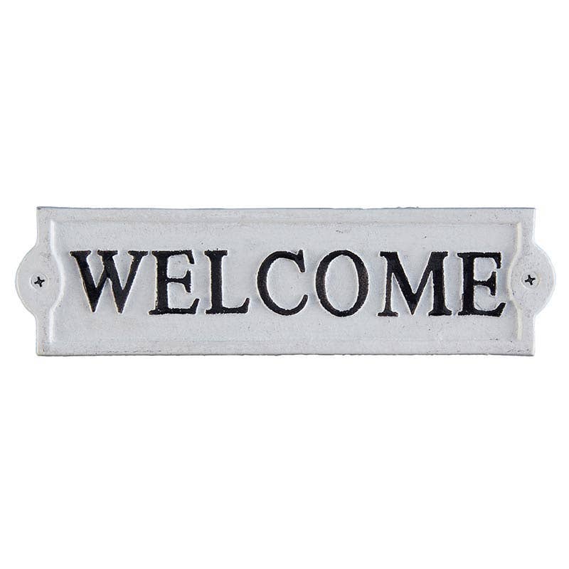 Welcome White  Iron Sign