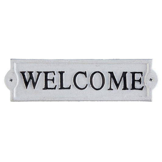 Welcome White  Iron Sign