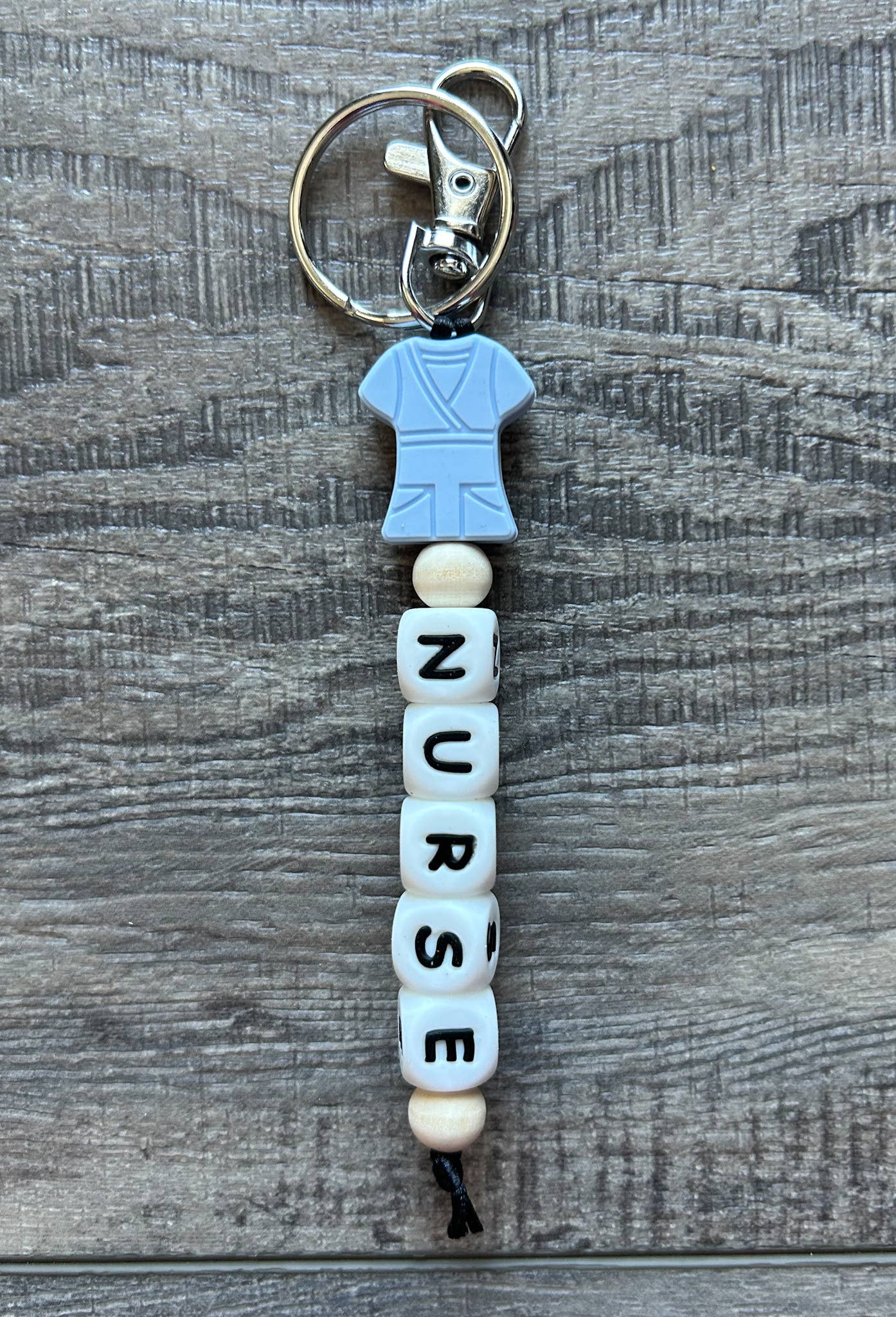 Nurse Scrubs Silicone Bead Keychain