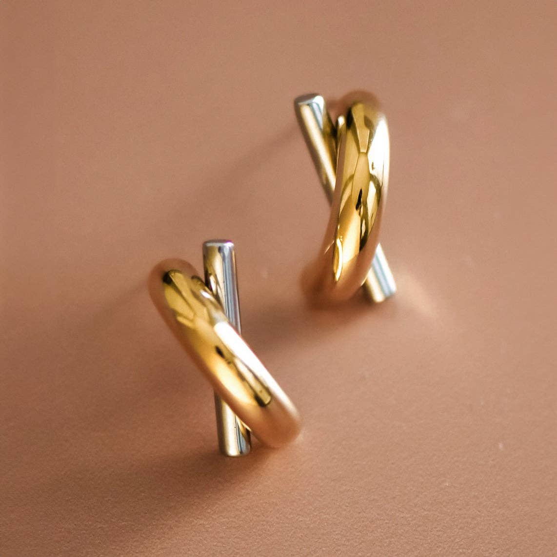 18K Gold PVD Plated Waterproof Stainless Steel Stud Earrings - 7215