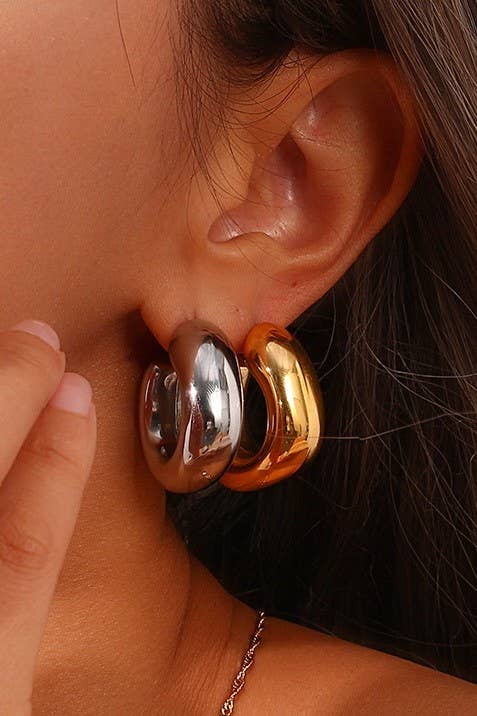 18K STAINLESS STEEL WATERPROOF TARNISH FREE HOOPS | 40E405
