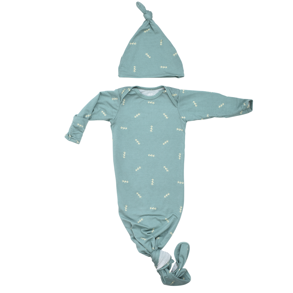 Arrow Print Knotted Newborn Baby Gown Pajamas