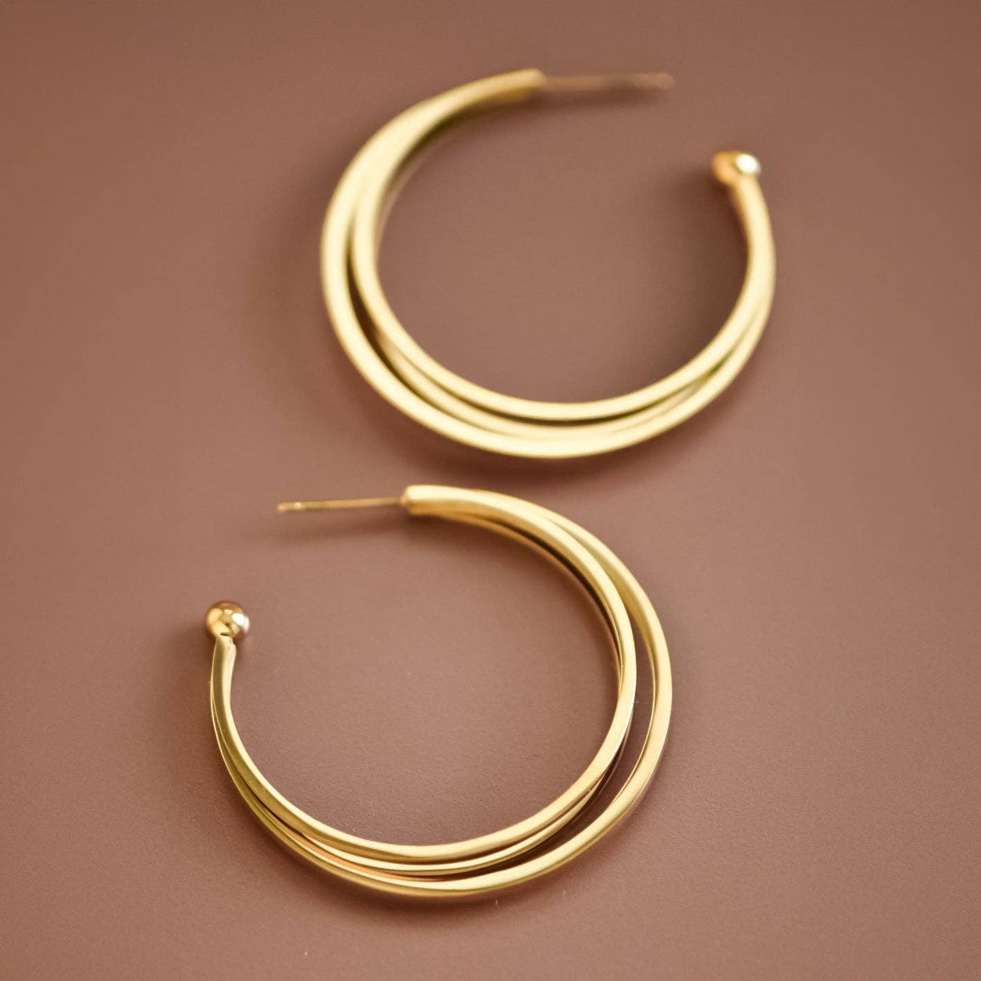 18K Gold PVD Plated Waterproof Stainless Steel Hoop Earrings - 7132