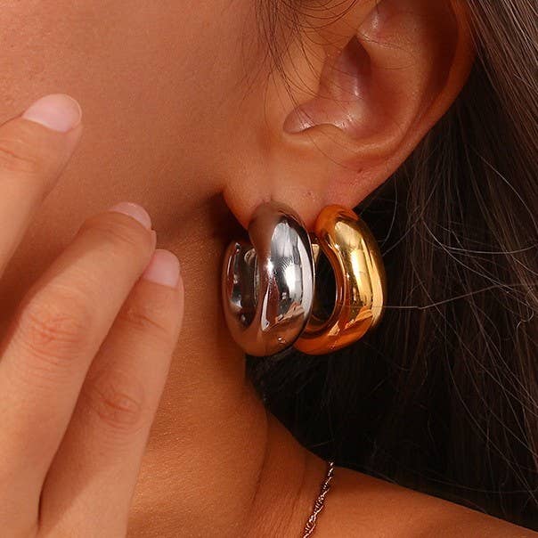 18K STAINLESS STEEL WATERPROOF TARNISH FREE HOOPS | 40E405