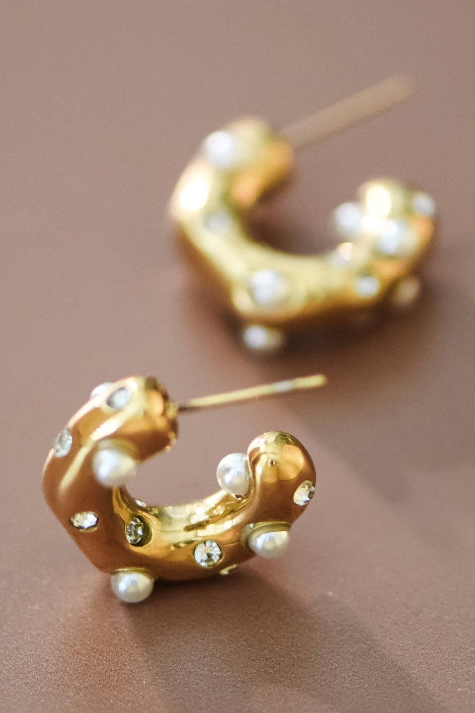 18K Gold Plated Waterproof Stainless Steel Hoop Earrings - 7018