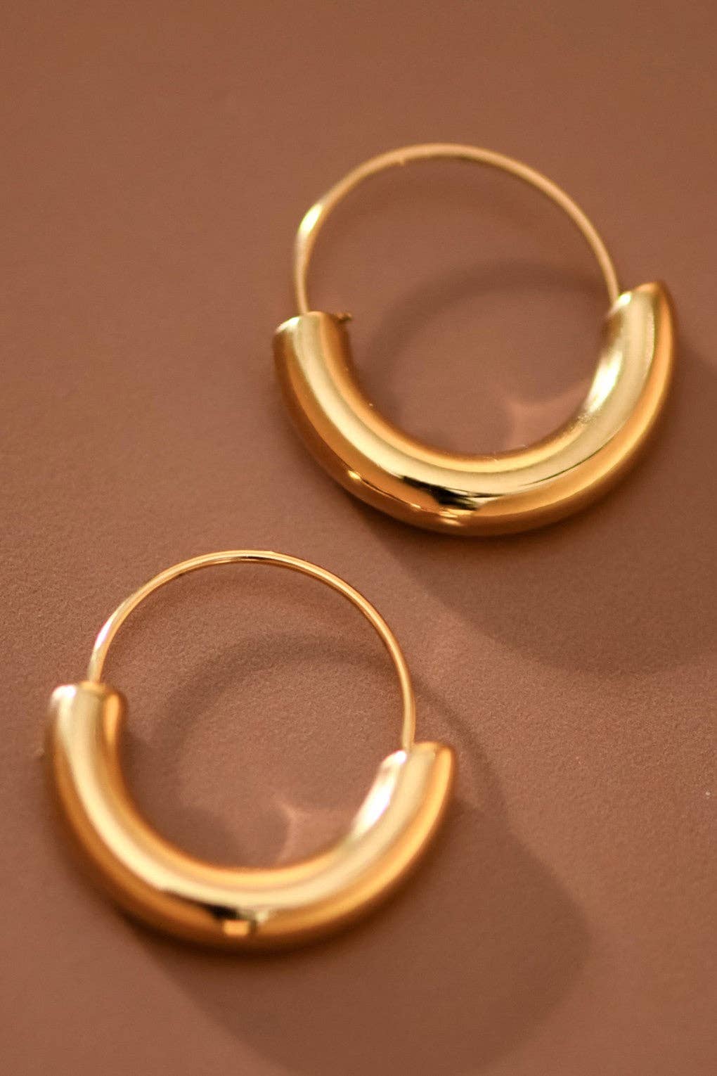18K Gold Plated Waterproof Stainless Steel Hoop Earrings - 7770