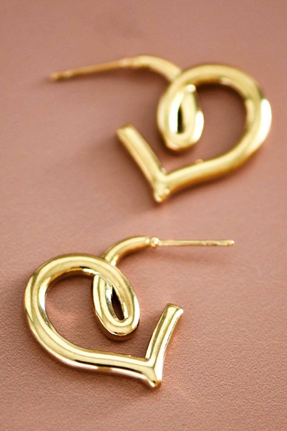 18K Gold Plated Waterproof Stainless Steel Hoop Earrings - 7375