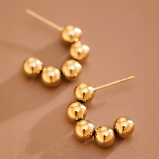 18K Gold Plated Waterproof Stainless Steel Hoop Earrings - 7905