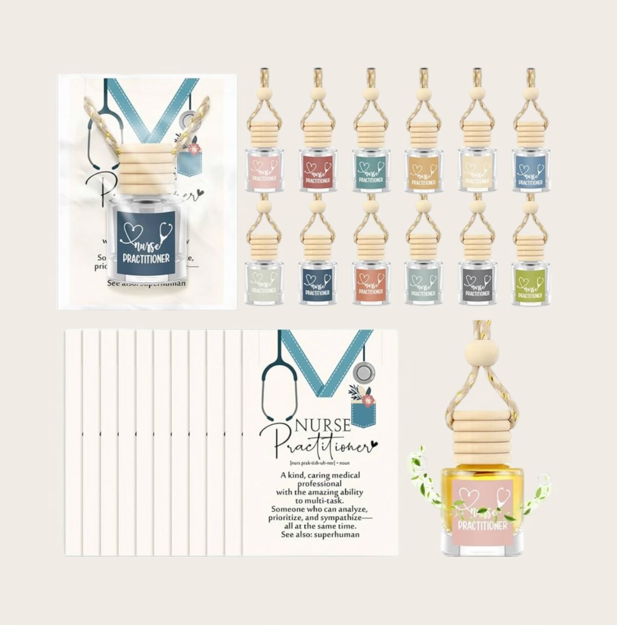 Nurse theme car air freshener empty bottles