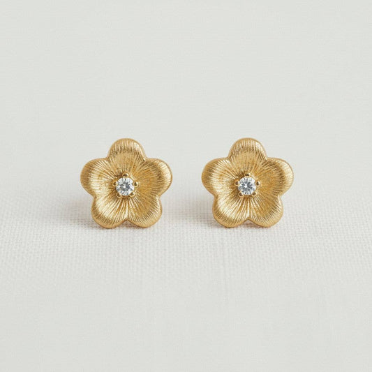 Floral Design Gemstone Drop Earrings
