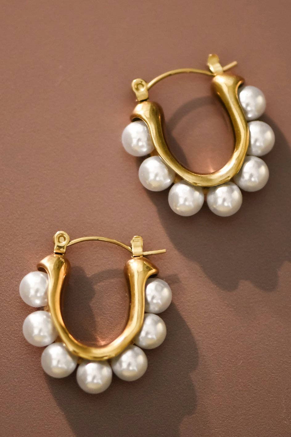 18K Gold Plated Waterproof Stainless Steel Hoop Earrings - 7019