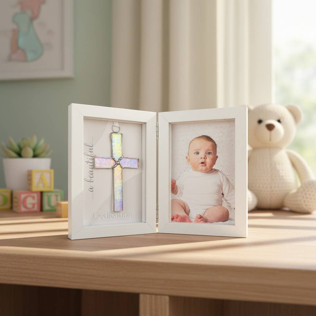 Baby Dedication Cross Keepsake Frame 4x6 Shadow Box 5000SG