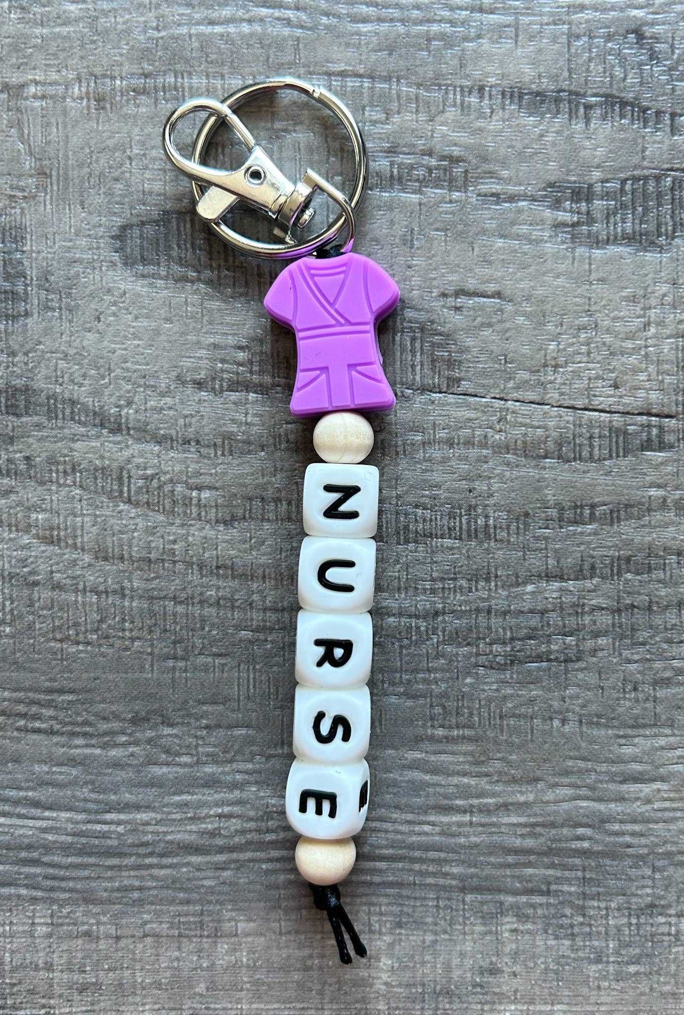 Nurse Scrubs Silicone Bead Keychain