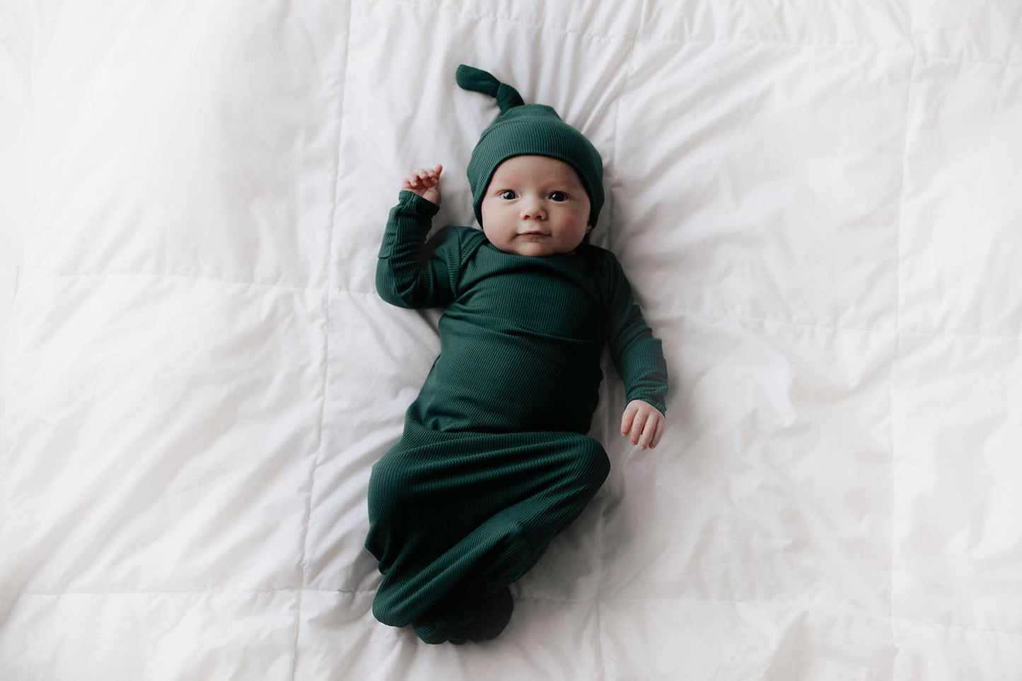 Ribbed Knotted Newborn Baby Gown Sleepwear