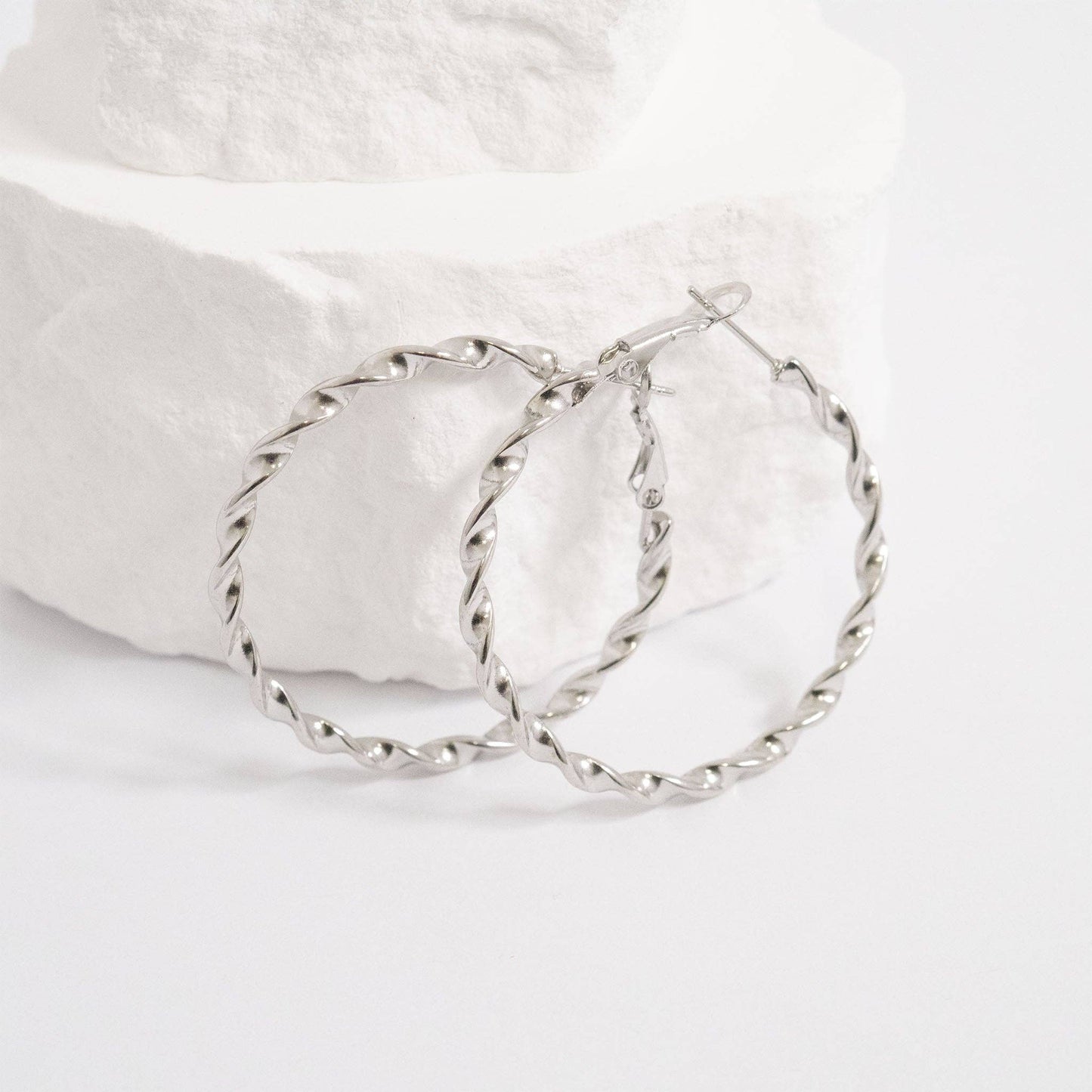 18K Gold PVD Stainless Steel Twist Hoop Earrings