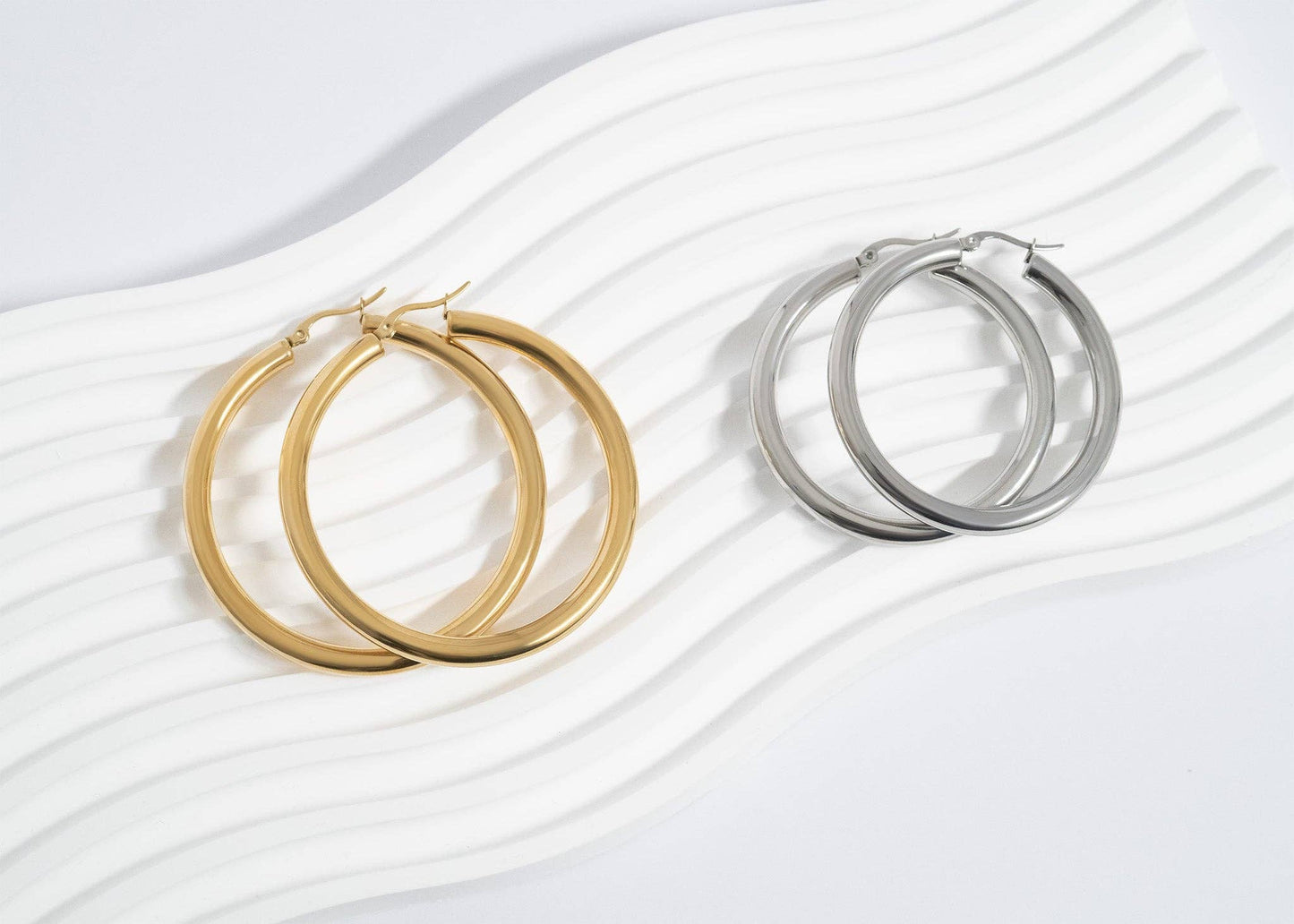 18K Gold PVD Stainless Steel Hoop Earrings