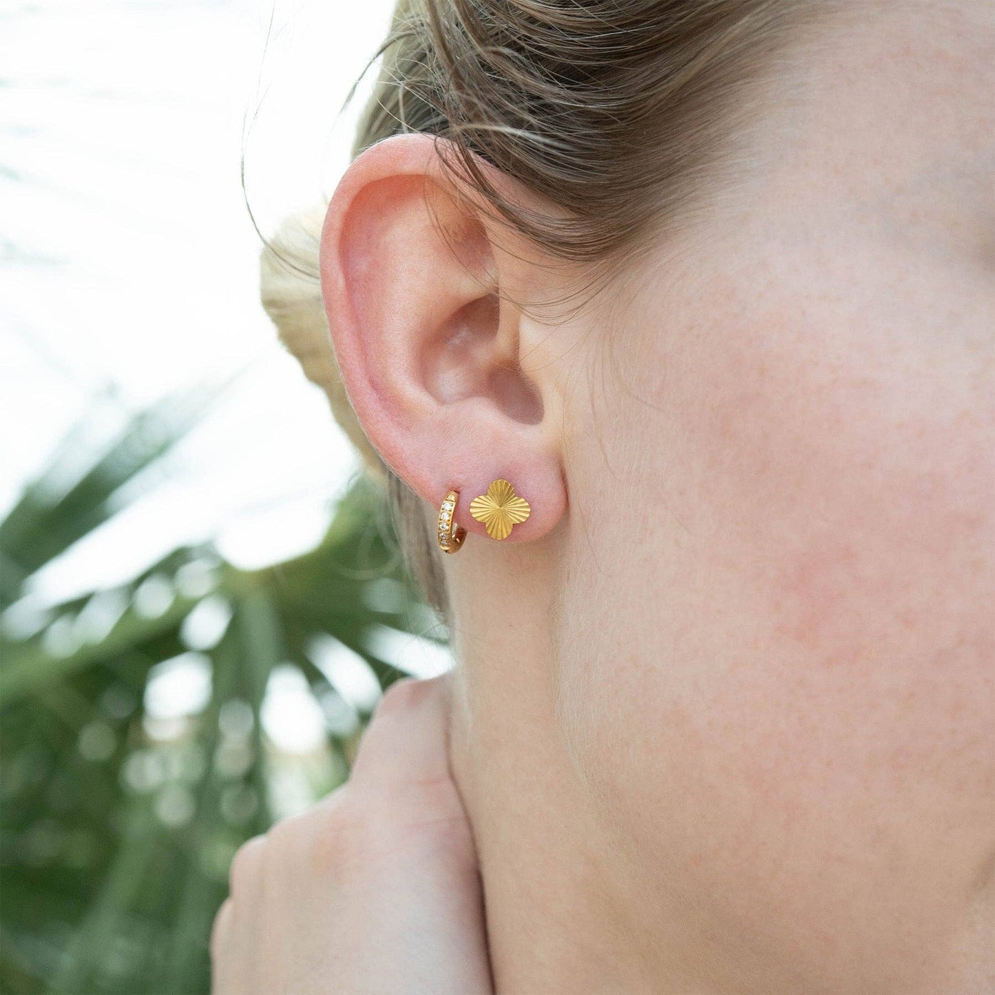 18K Gold PVD Stainless Steel Clover Stud Earrings