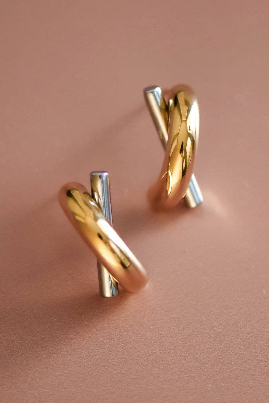 18K Gold PVD Plated Waterproof Stainless Steel Stud Earrings - 7215