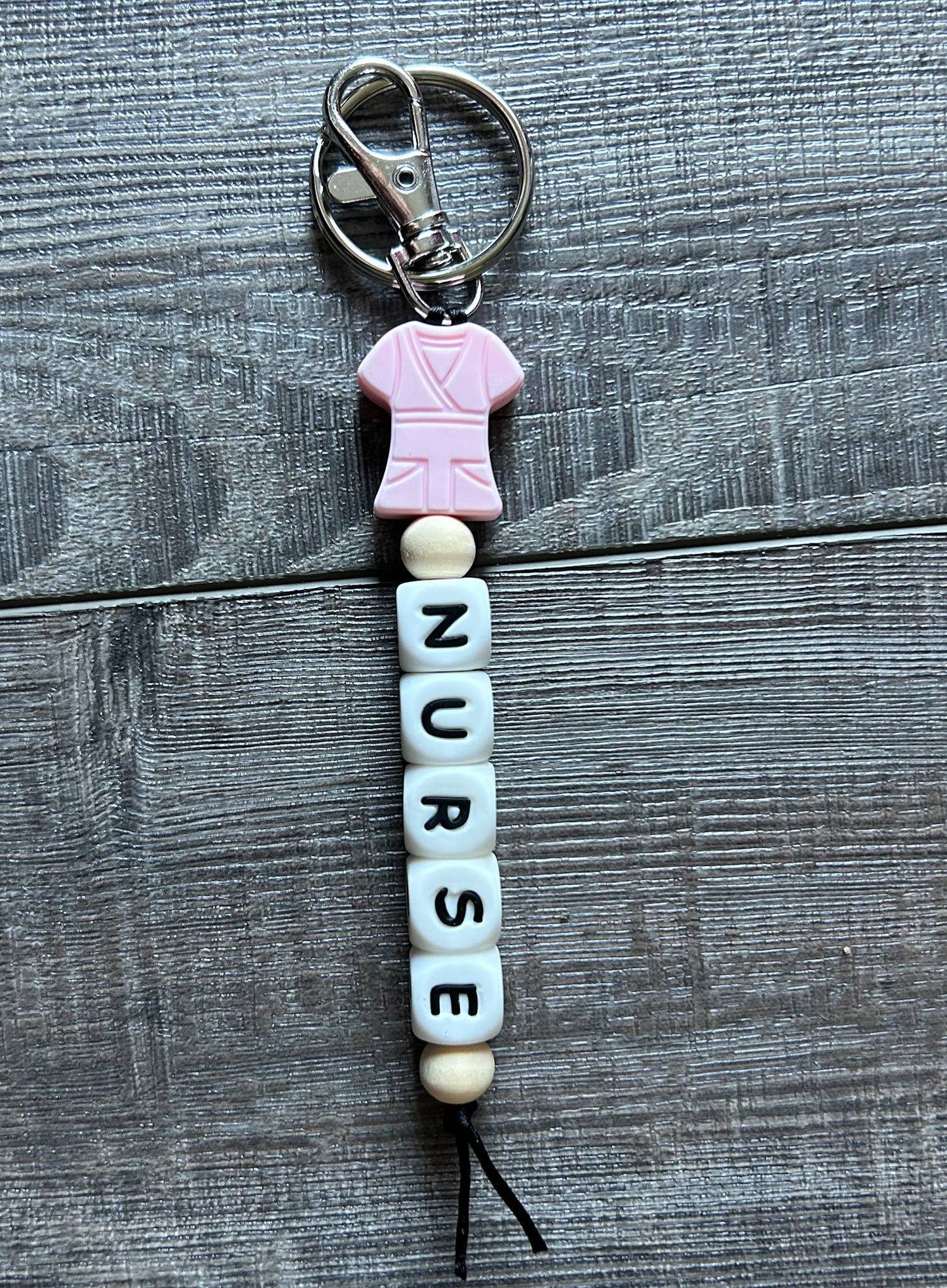 Nurse Scrubs Silicone Bead Keychain