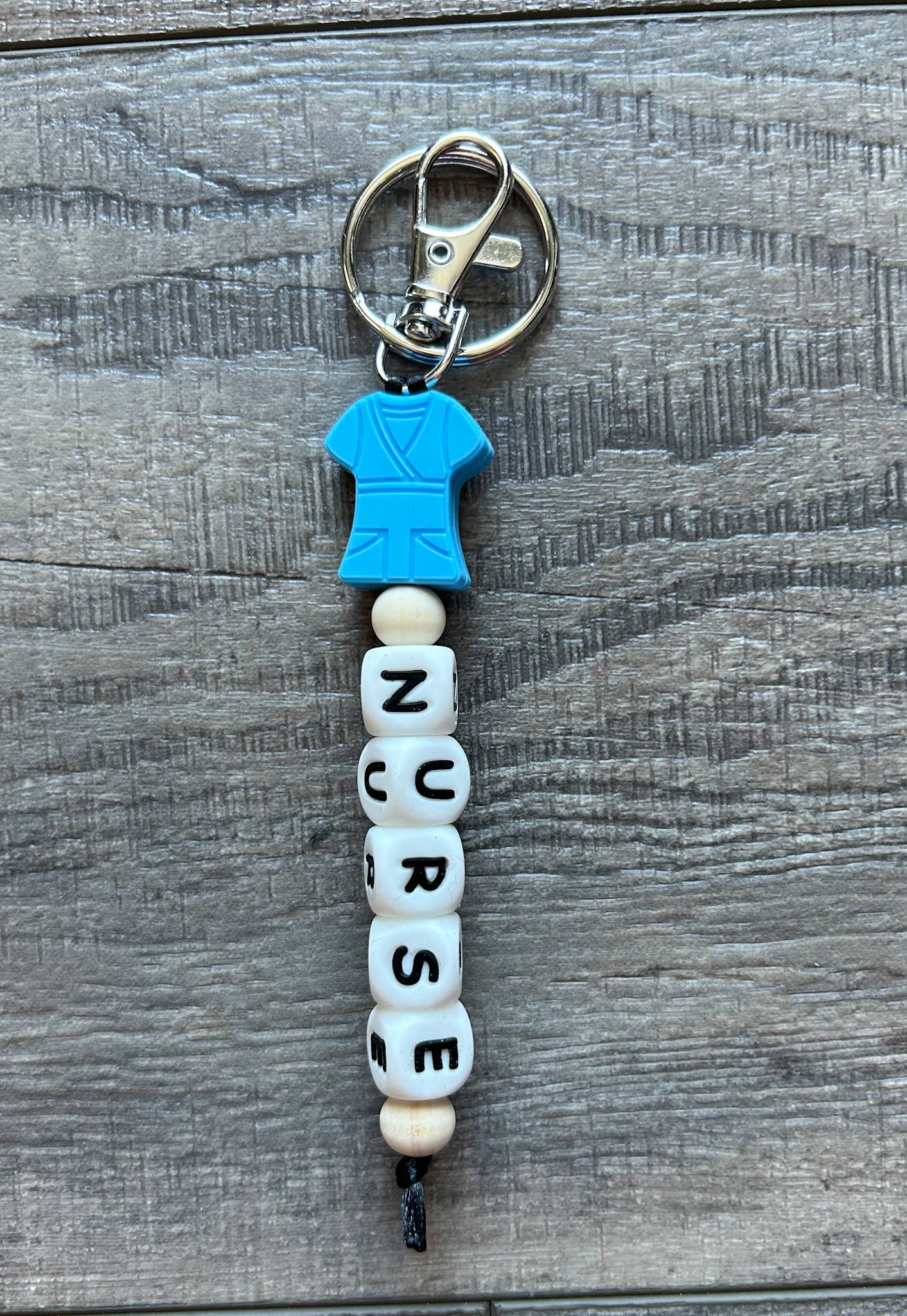 Nurse Scrubs Silicone Bead Keychain