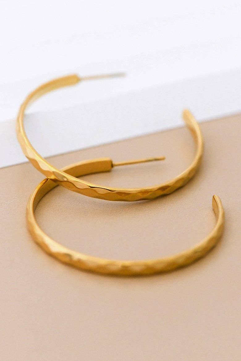 18K Gold PVD Plated Waterproof Stainless Steel Hoop Earrings - 7130